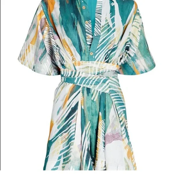 Andrea Iyamah Green and Yellow Patterned Shanti Romper - Picture 1 of 4